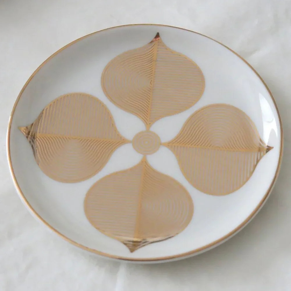 NIB Jonathan Adler HOLLYWOOD 4 Porcelain Gold Coasters RARE